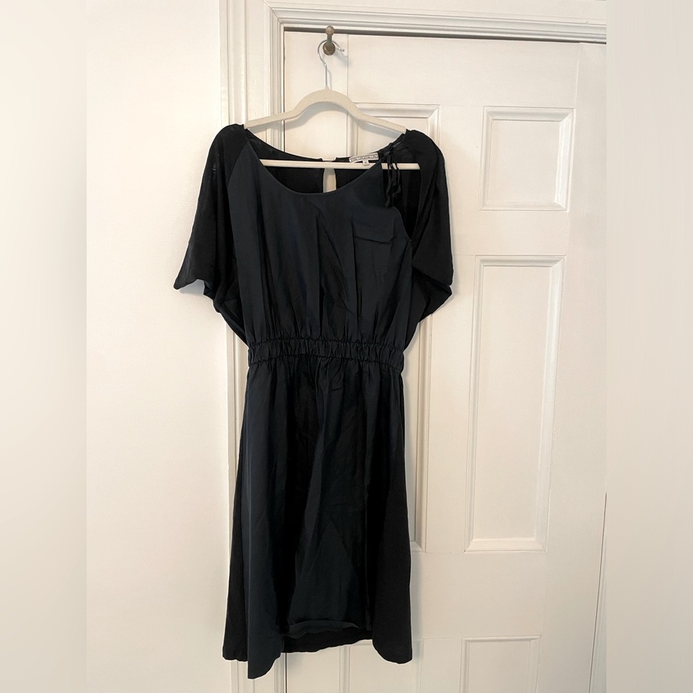 Dagmar Black Off-Shoulder Cotton Dress Mixed Fabric Size M